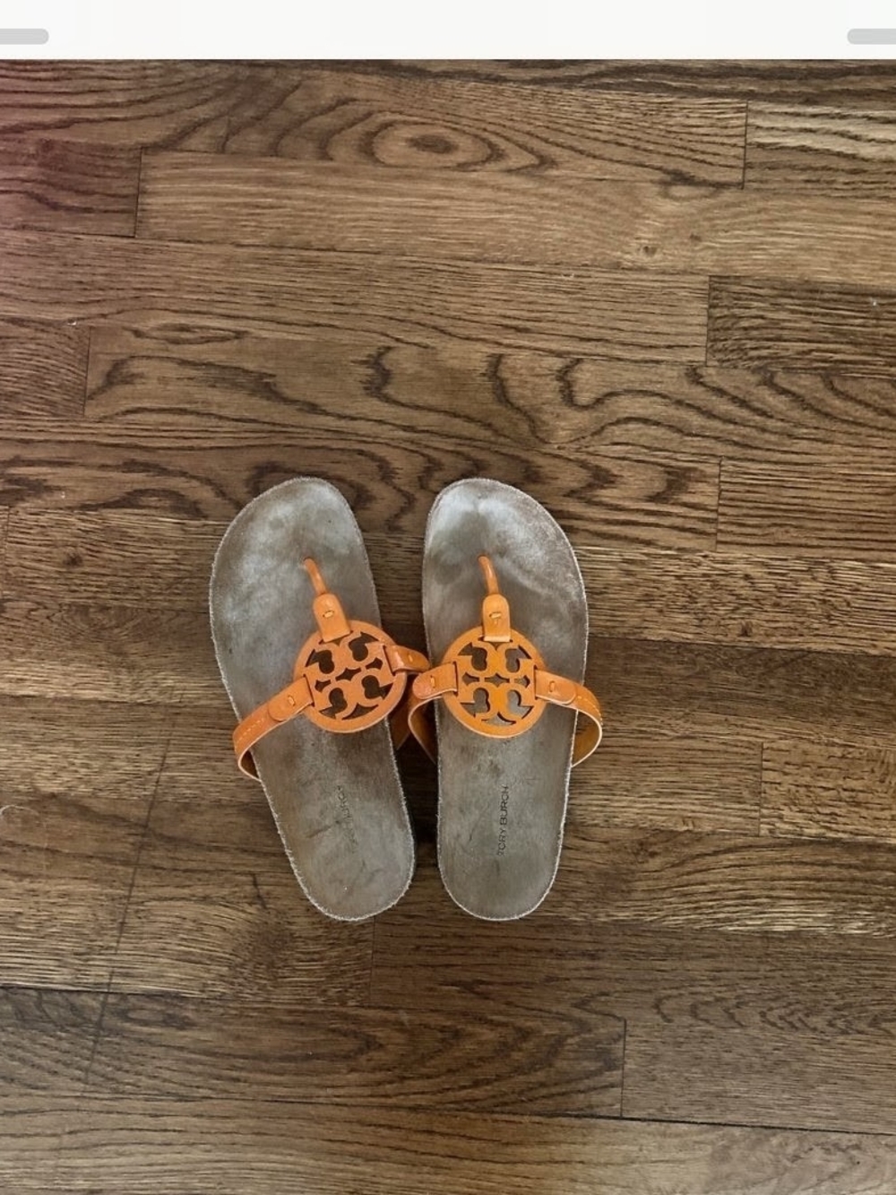 Tory Burch Girls Orange Logo Toe-Post Sandals